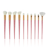 10pcs Makeup Brush Set Pink White - Miss Evita