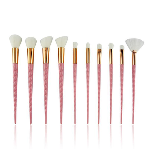 10pcs Makeup Brush Set Pink White - Miss Evita