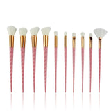 10pcs Makeup Brush Set Pink White - Miss Evita