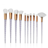 10pcs Makeup Brush Set Pink White - Miss Evita