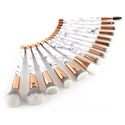 New 15pcs Brand Marble Makeup Brushes Set - Miss Evita