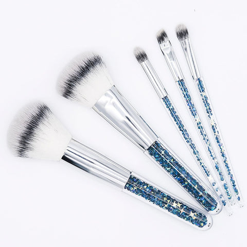New 5pcs Blue Gold Diamond Crystal Makeup Brushes - Miss Evita