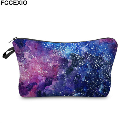 3D Print With Purple Galaxy Pattern Cosmetic Bag - Miss Evita