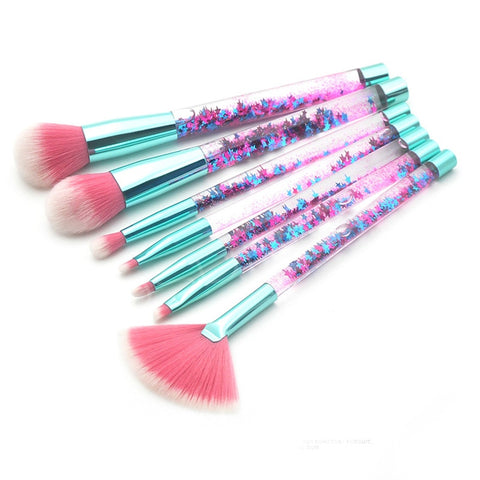 7pcs Unicorn Glitter Handle Makeup Brush Set - Miss Evita