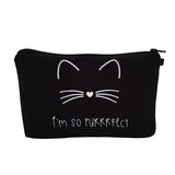 Pure black Cute cat prints Cosmetic Bag - Miss Evita