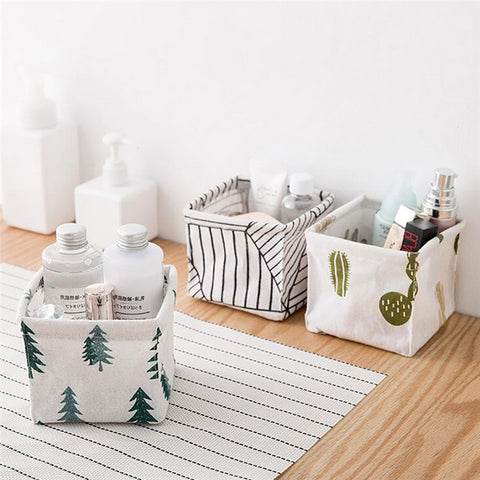 Fabric Desktop Storage Basket Makeup Organizer - Miss Evita