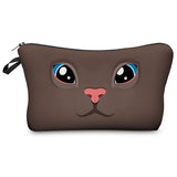 Pure black Cute cat prints Cosmetic Bag - Miss Evita
